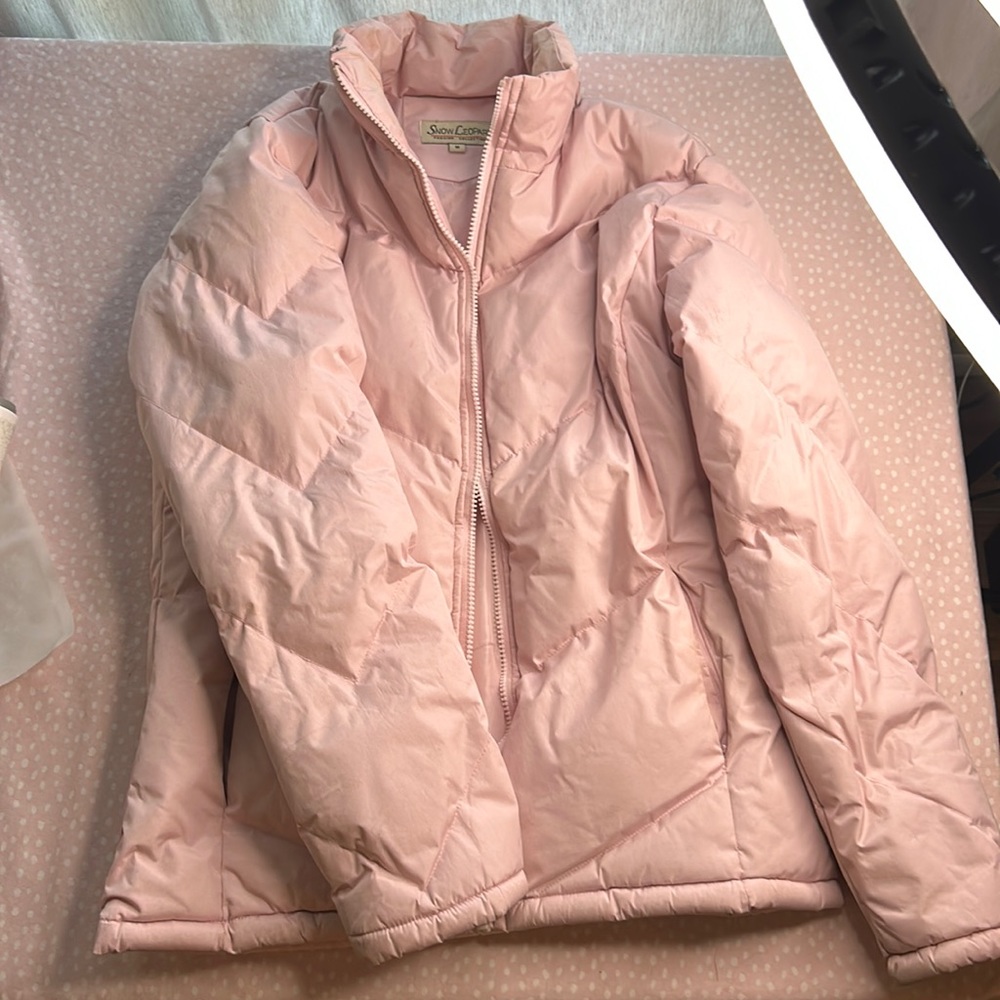 Snow Leopard Baby Pink Puffer Jacket